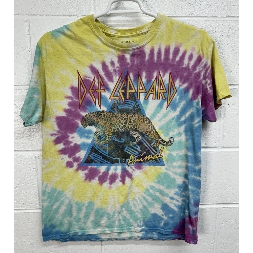 Def Leppard Rock Band Animal Graphic Shirt Adult Small Rainbow Tie Dye